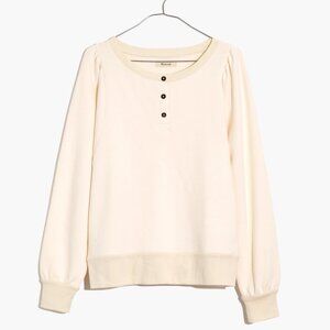 BRAND NEW | Madewell | Henley Puff-Sleeve Sweatshirt | Cream